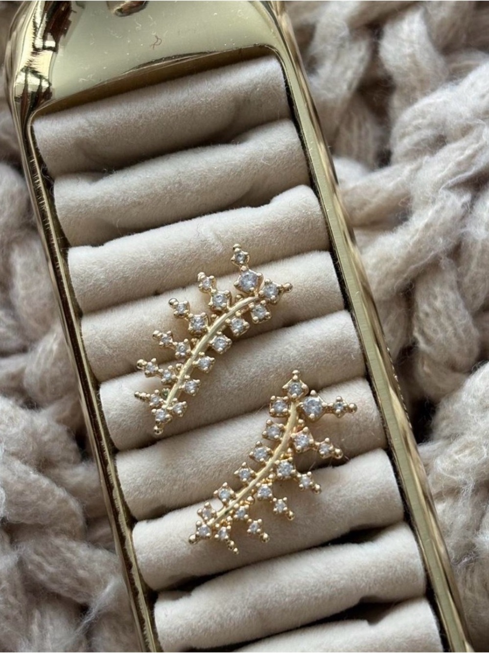 Kendra Scott Gold Ear Climbers with Clear Stones